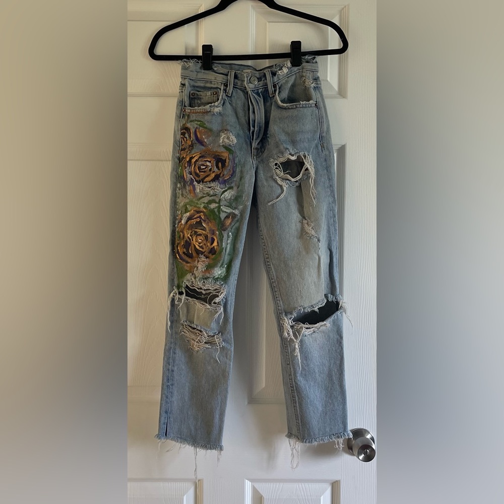 Hand painted ripped jeans!